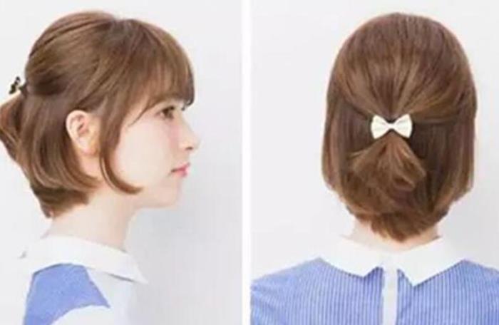 短发简单的扎头发方法图片